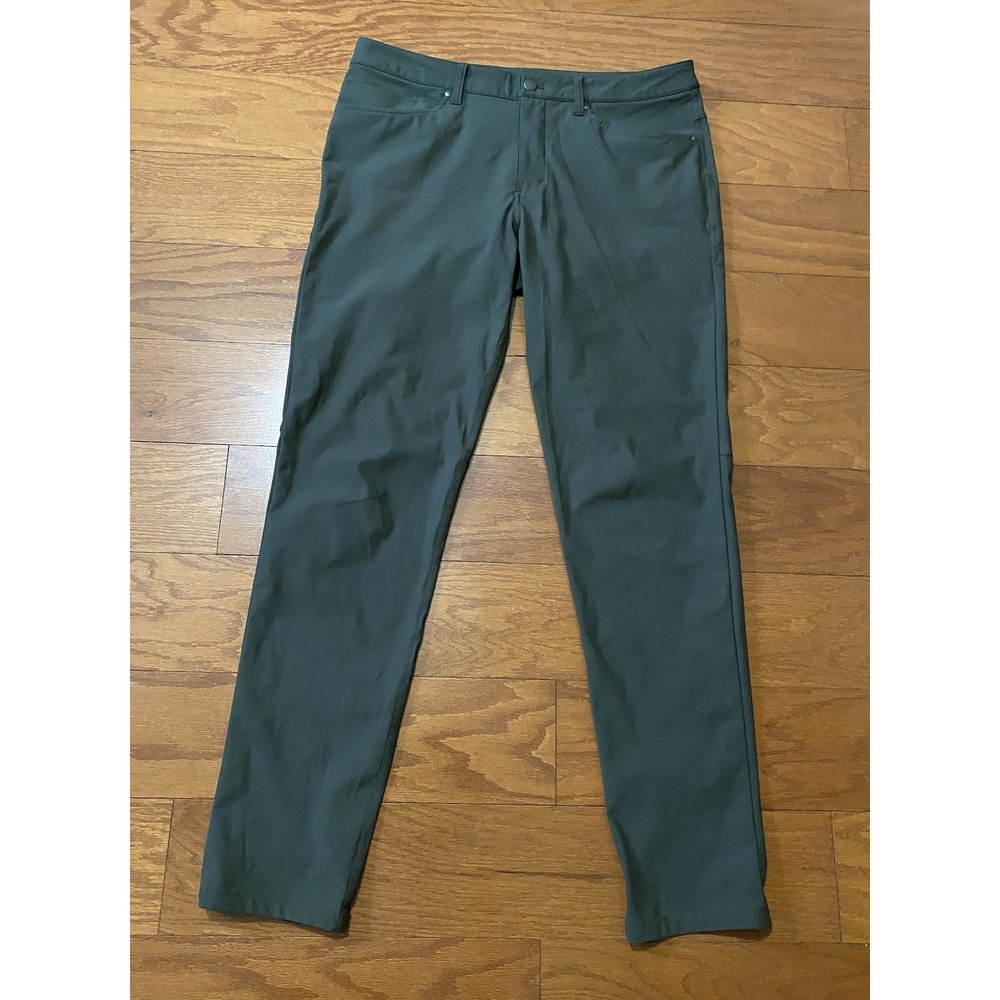 Lululemon ABC Pants Men's 33 Dark Green Canvas Office Work Excellent $128